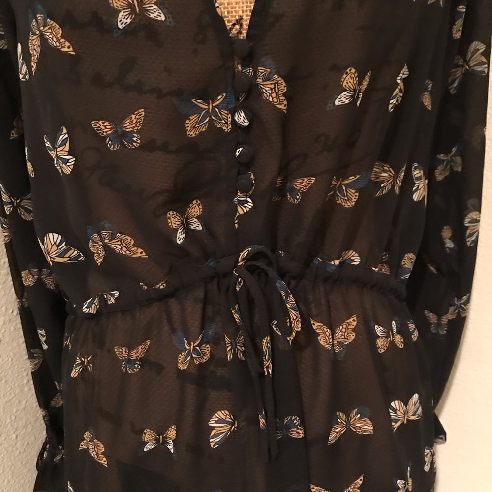 H&M Conscious Collection Black Boho Chiffon Butterfly Dress - Picture 4 of 12